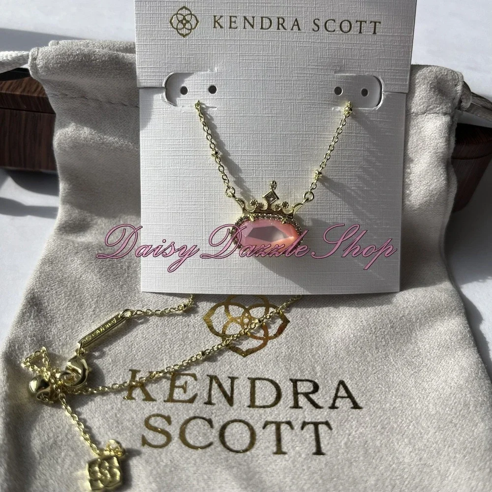 ✨New Kendra Scott Disney Elisa Princess Gold Pendant Necklace Pink Iridescent✨